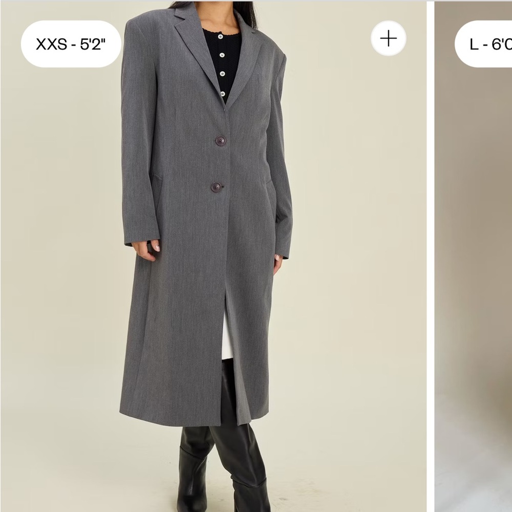 NEW Djerf Avenue Forever Coat Long Button Oversized Blazer in Grey size small - Picture 10 of 14